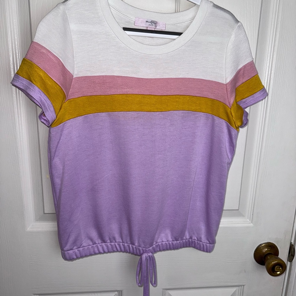 Moa Moa Pink and Purple Blouse with Relaxed Fit and Elastic Hem